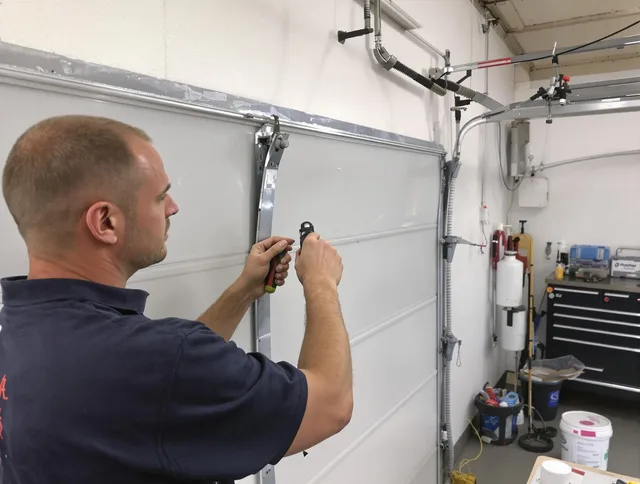 Before and after garage door dent repair by Largo Garage Door Repair in Largo