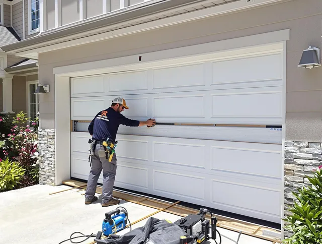 Largo Garage Door Repair team performing complete garage door replacement at Largo residence