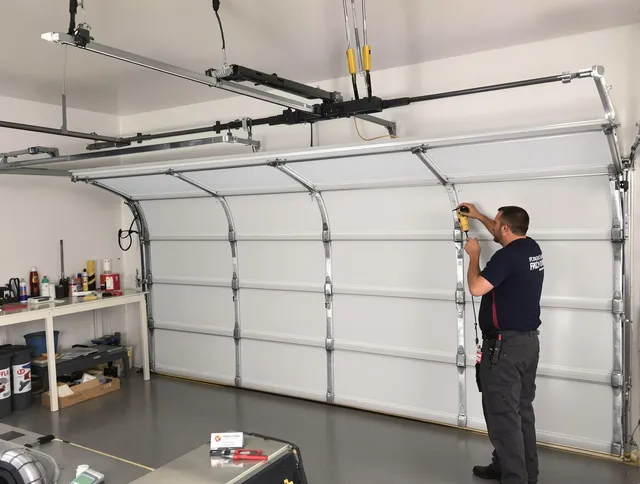 Largo Garage Door Repair certified technician performing overhead door system repair in Largo