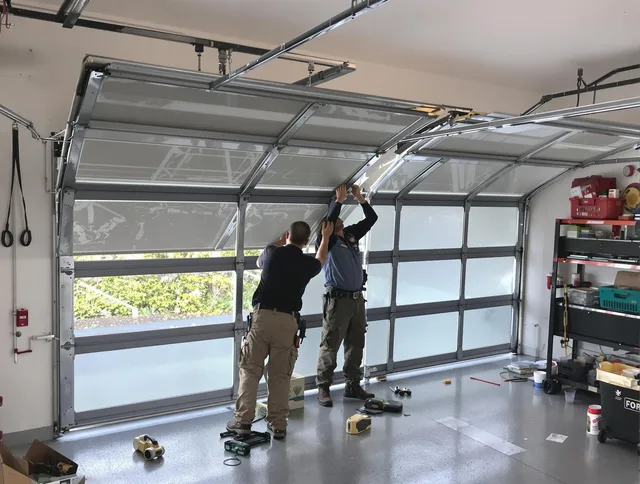 Largo Garage Door Repair expert performing precise panel replacement on Largo garage door